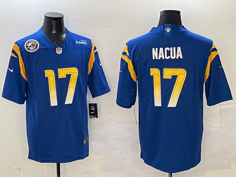 Men Los Angeles Rams #17 Nacua Blue Second generation 2025 Nike Limited NFL Jersey style 1->los angeles rams->NFL Jersey